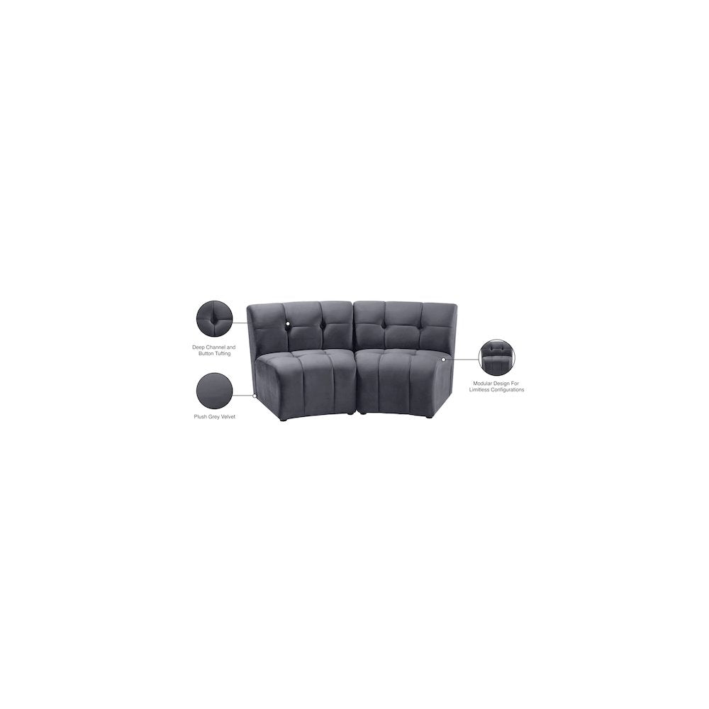 Limitless Grey Velvet 2pc. Modular Sectional