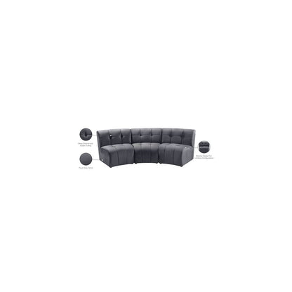 Limitless Grey Velvet 3pc. Modular Sectional