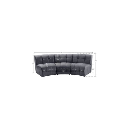 Limitless Grey Velvet 3pc. Modular Sectional