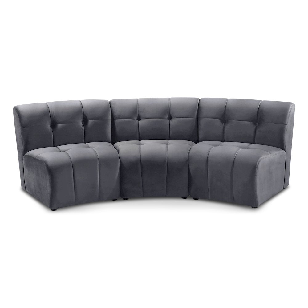 Limitless Grey Velvet 3pc. Modular Sectional