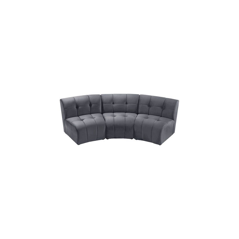 Limitless Grey Velvet 3pc. Modular Sectional