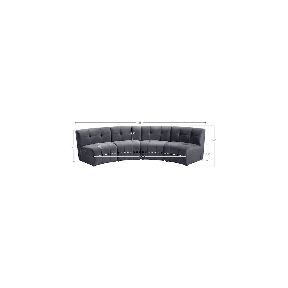 Limitless Grey Velvet 4pc. Modular Sectional
