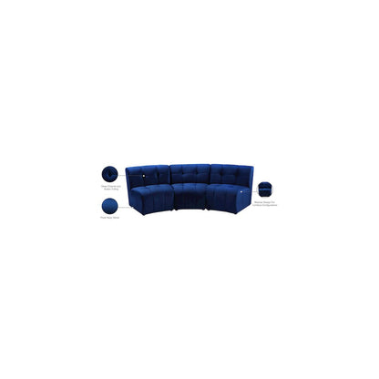 Limitless Navy Velvet 3pc. Modular Sectional