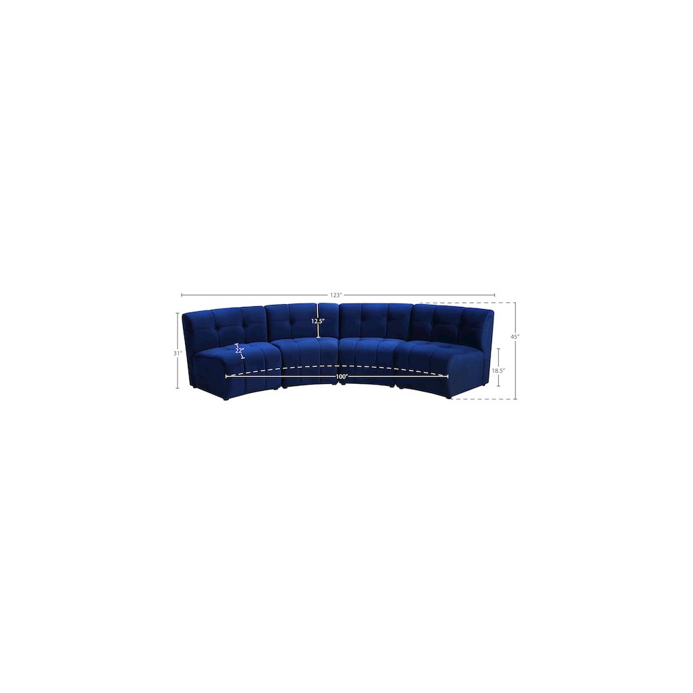 Limitless Navy Velvet 4pc. Modular Sectional