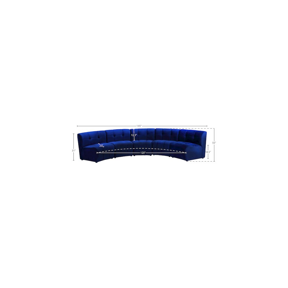 Limitless Navy Velvet 5pc. Modular Sectional