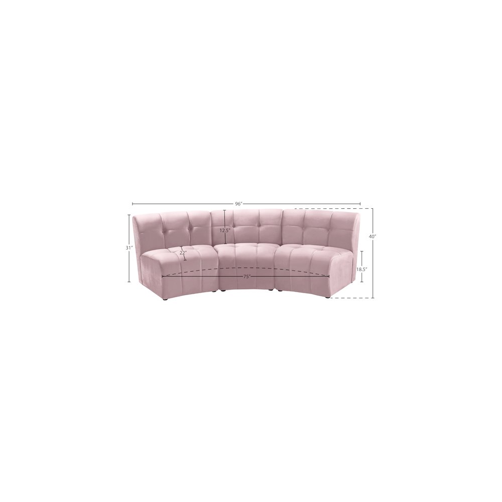 Limitless Pink Velvet 3pc. Modular Sectional