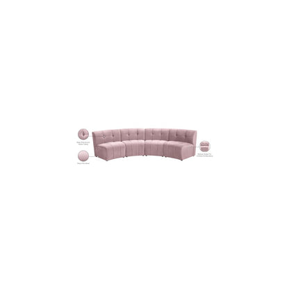 Limitless Pink Velvet 4pc. Modular Sectional