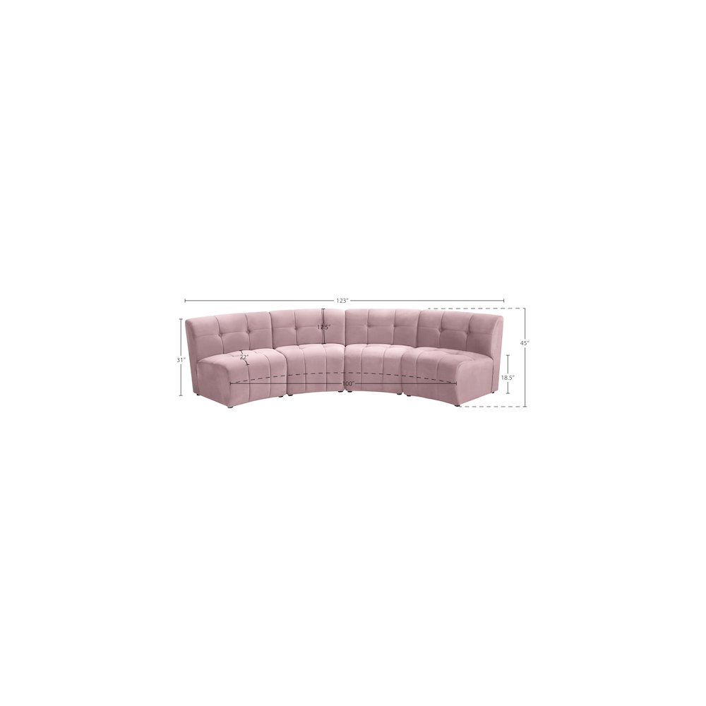 Limitless Pink Velvet 4pc. Modular Sectional