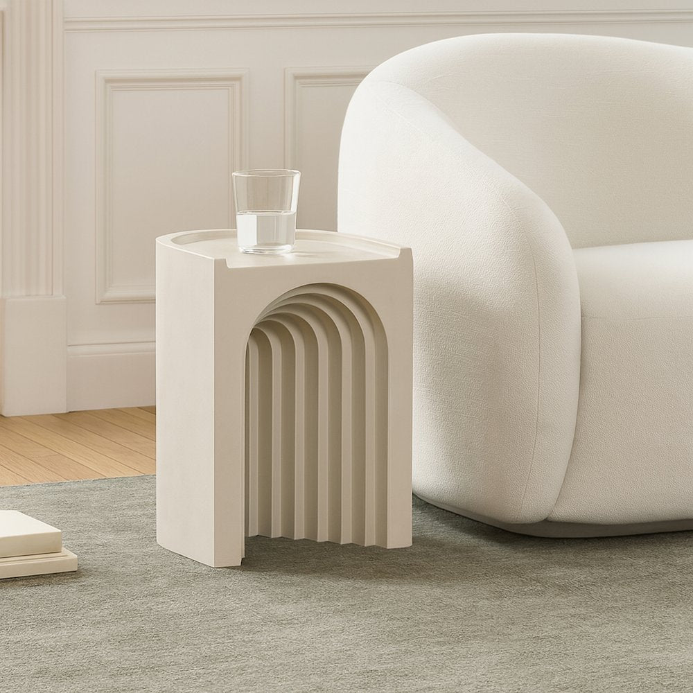 Avenda Beige Concrete Indoor/Outdoor End Table