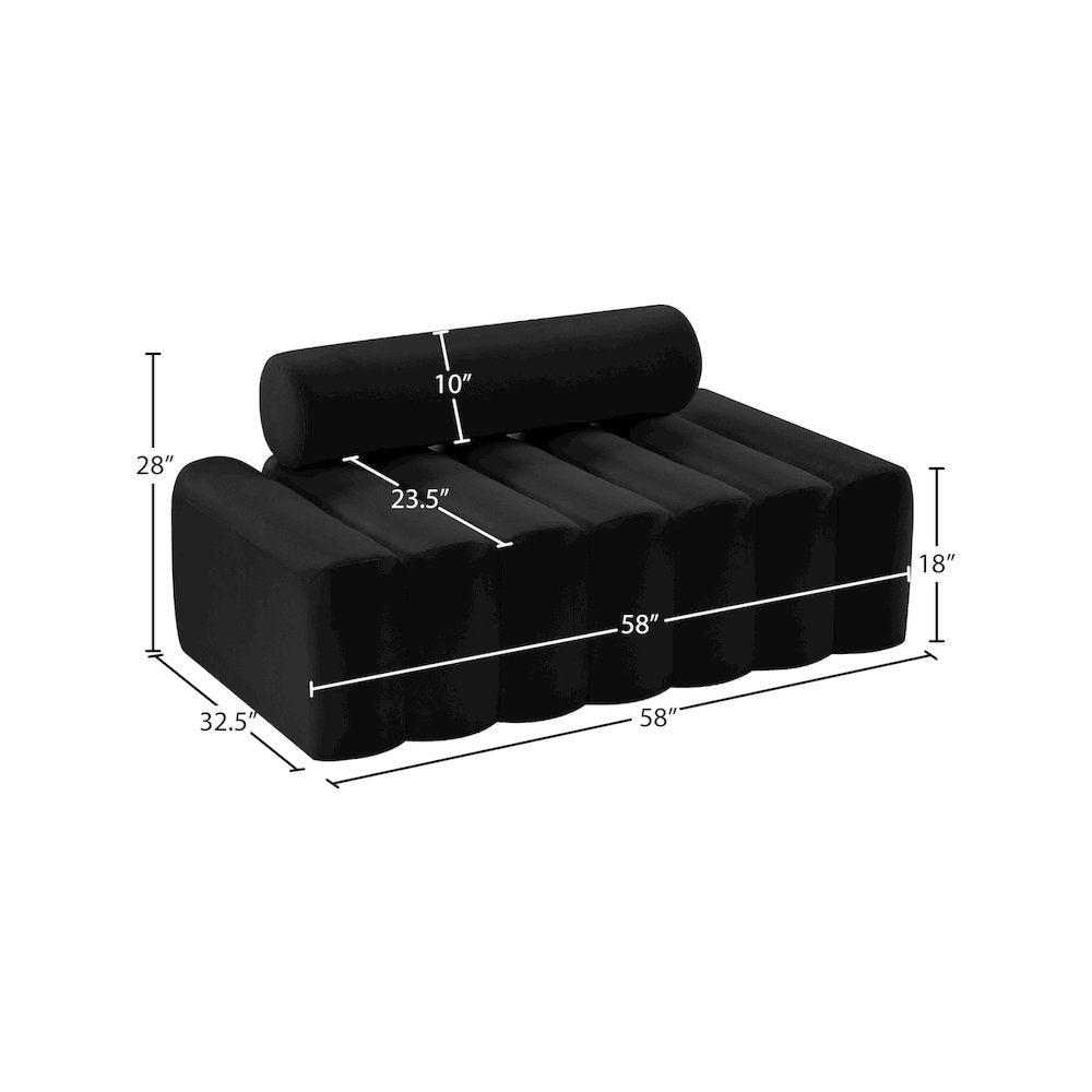 Melody Black Velvet Loveseat