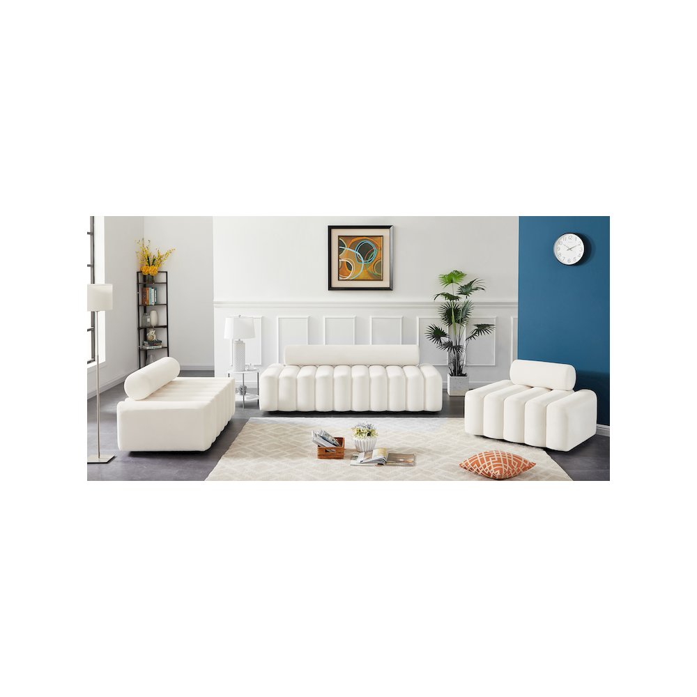 Melody Cream Velvet Loveseat