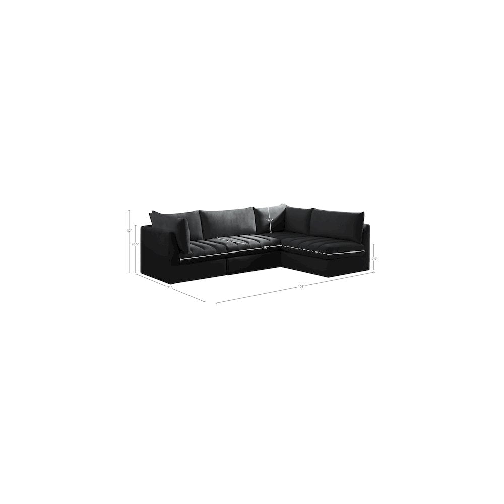 Jacob Black Velvet Modular Sectional