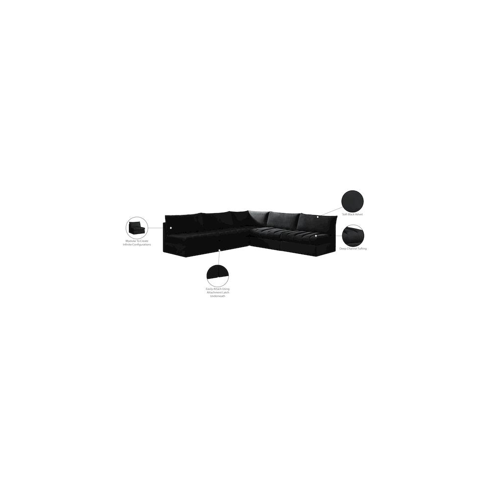 Jacob Black Velvet Modular Sectional