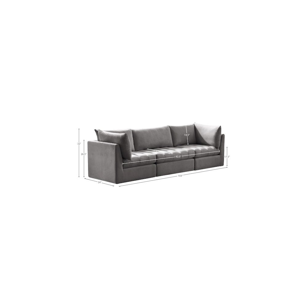 Jacob Grey Velvet Modular Sofa