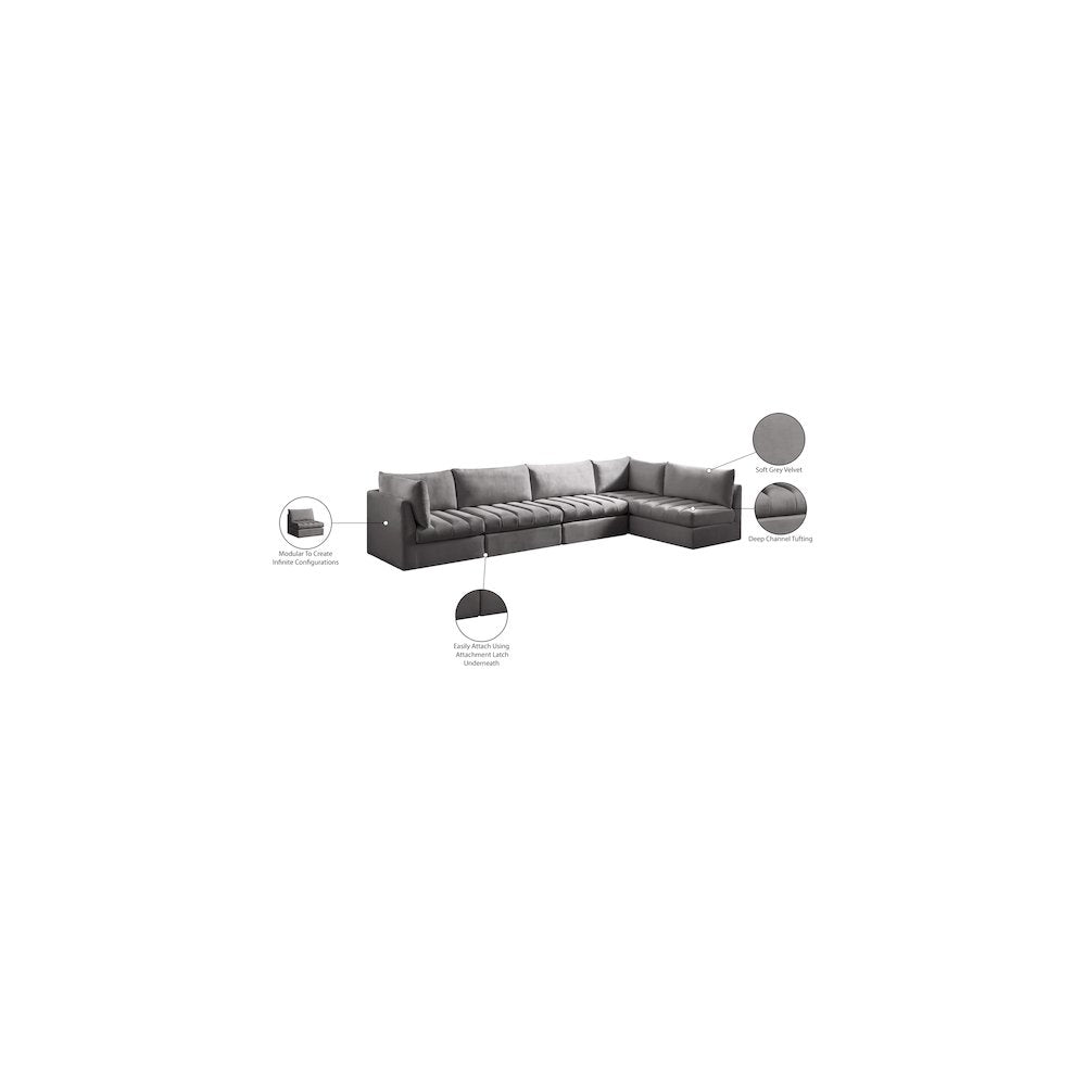 Jacob Grey Velvet Modular Sectional