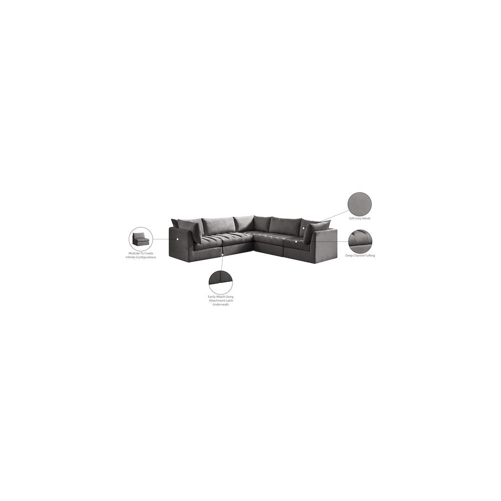 Jacob Grey Velvet Modular Sectional