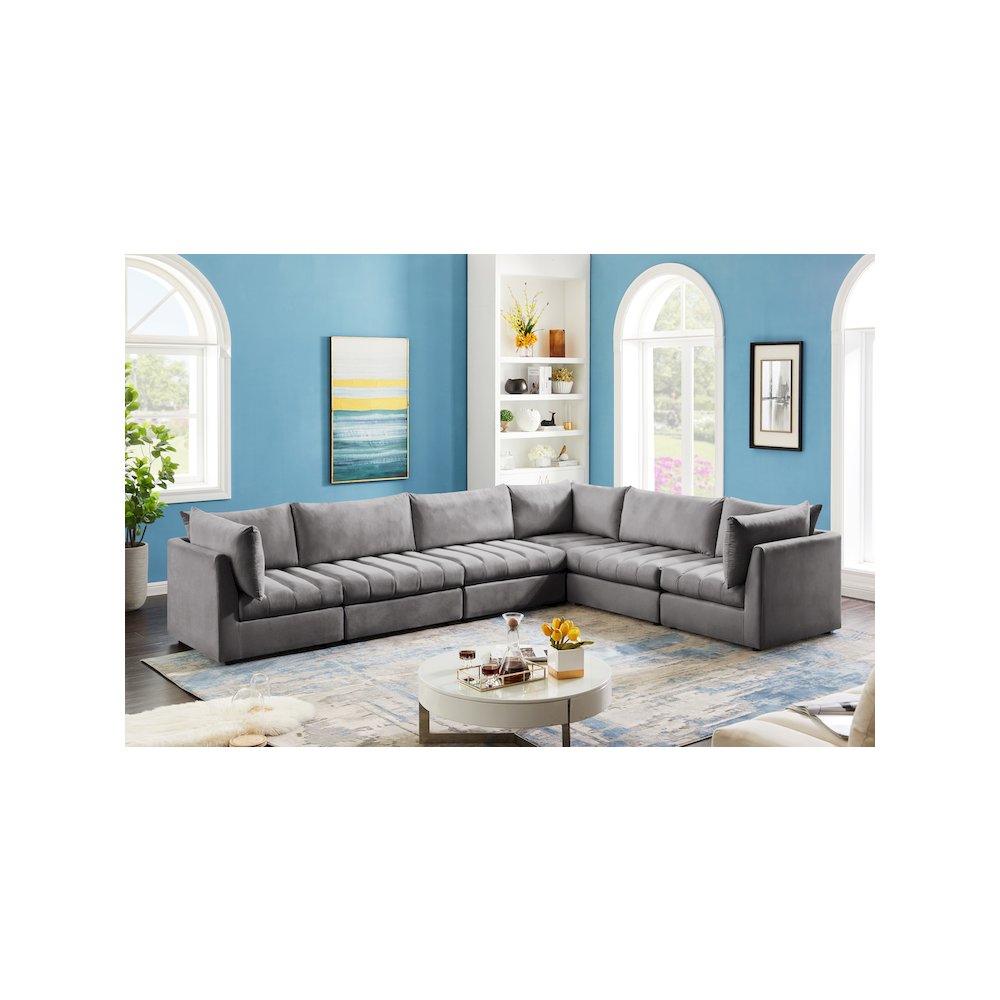Jacob Grey Velvet Modular Sectional
