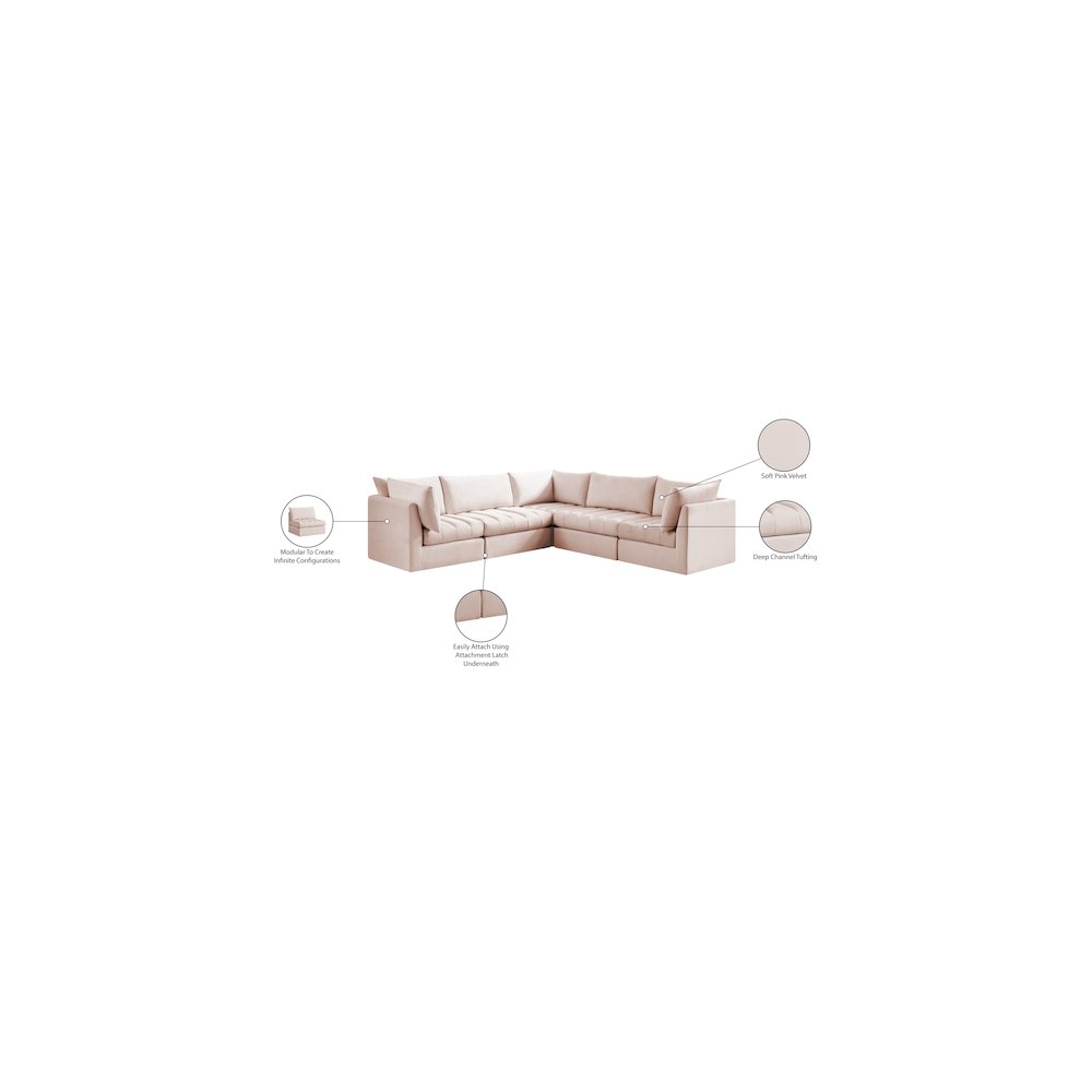 Jacob Pink Velvet Modular Sectional