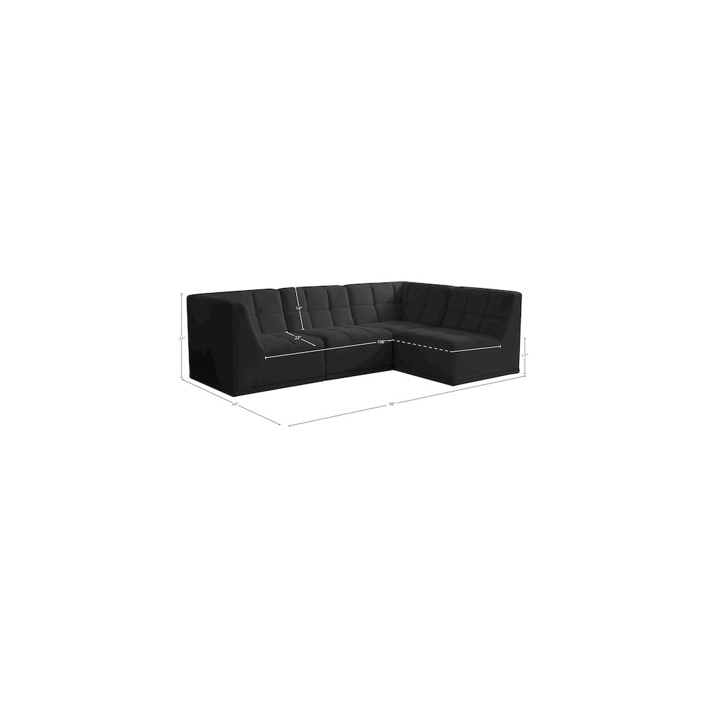 Relax Black Velvet Modular Sectional
