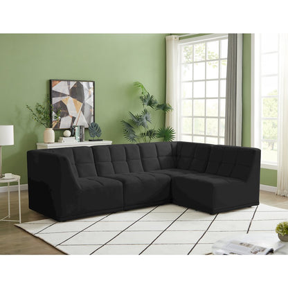 Relax Black Velvet Modular Sectional