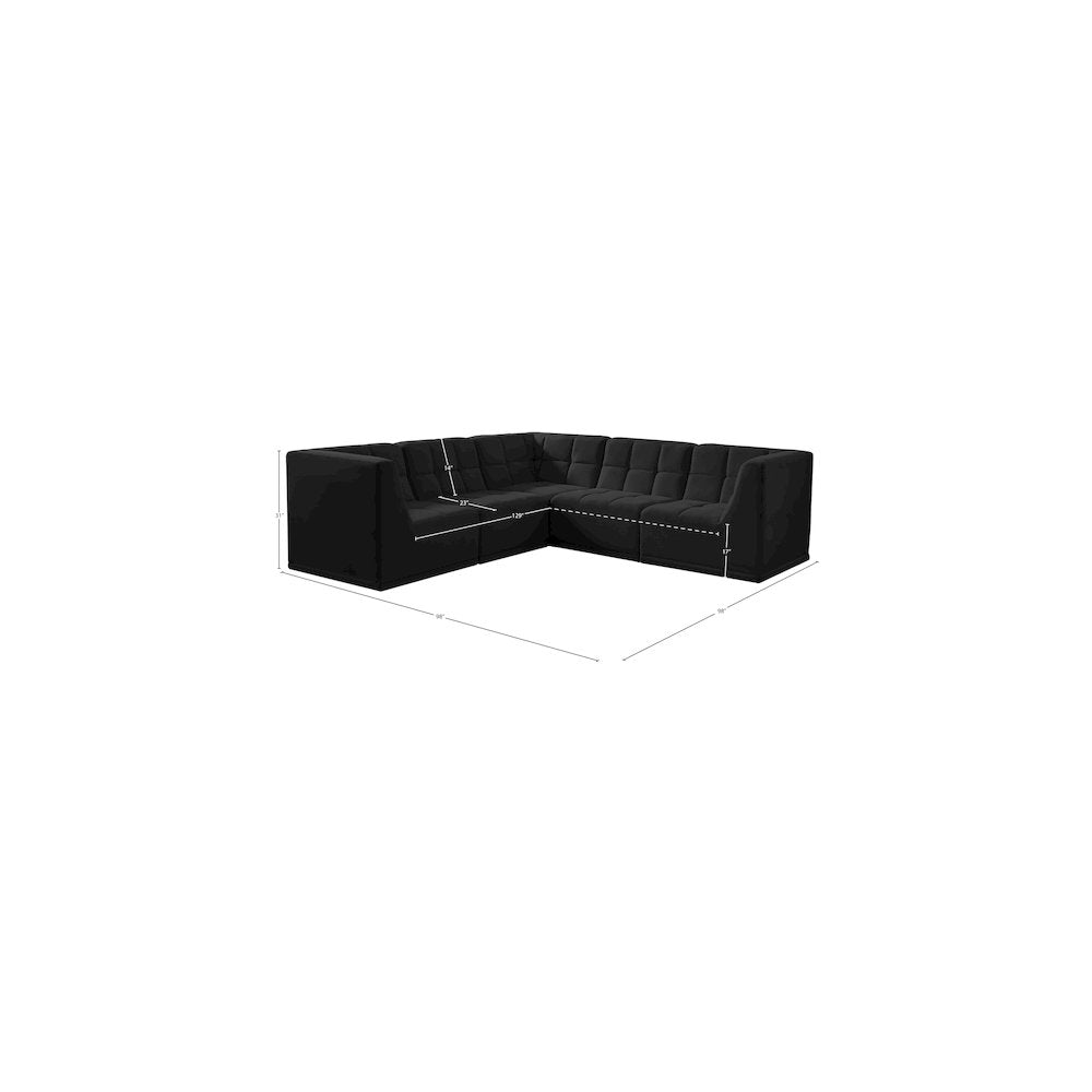 Relax Black Velvet Modular Sectional