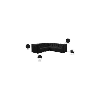 Relax Black Velvet Modular Sectional