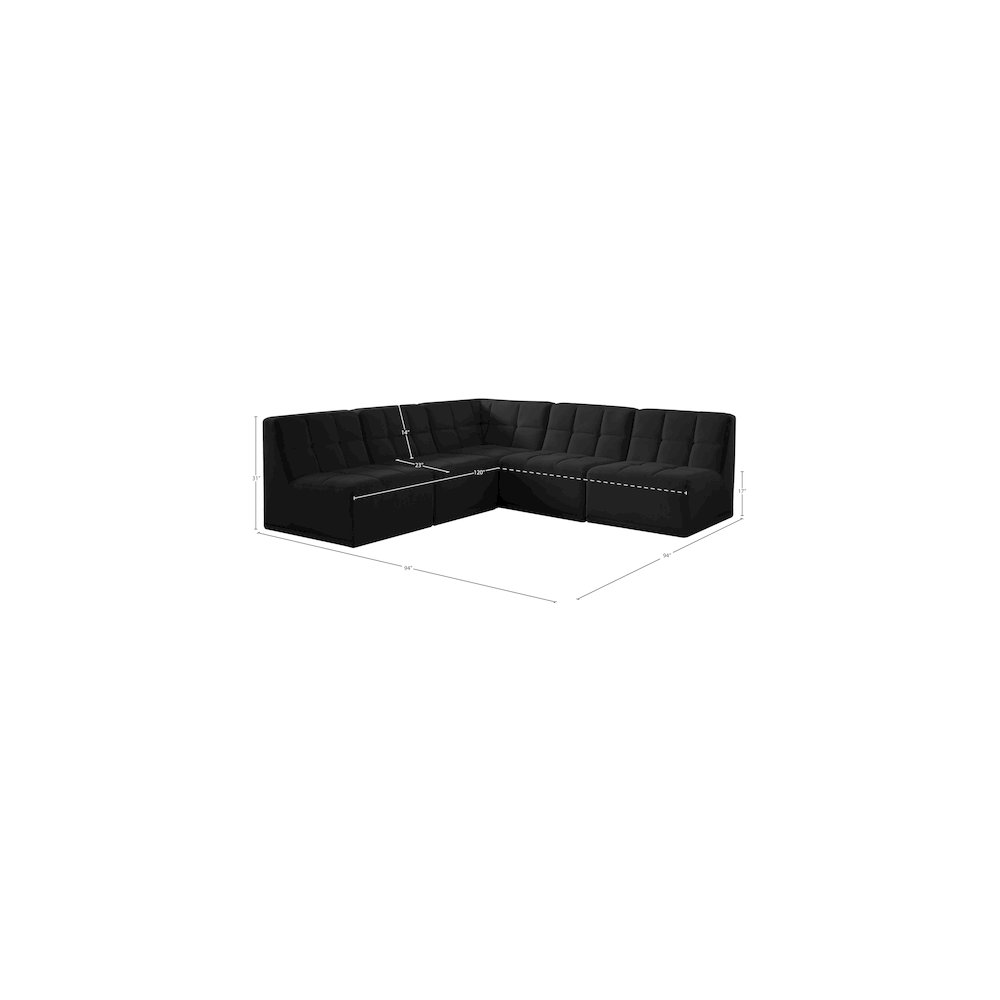 Relax Black Velvet Modular Sectional