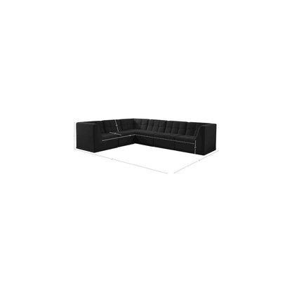 Relax Black Velvet Modular Sectional