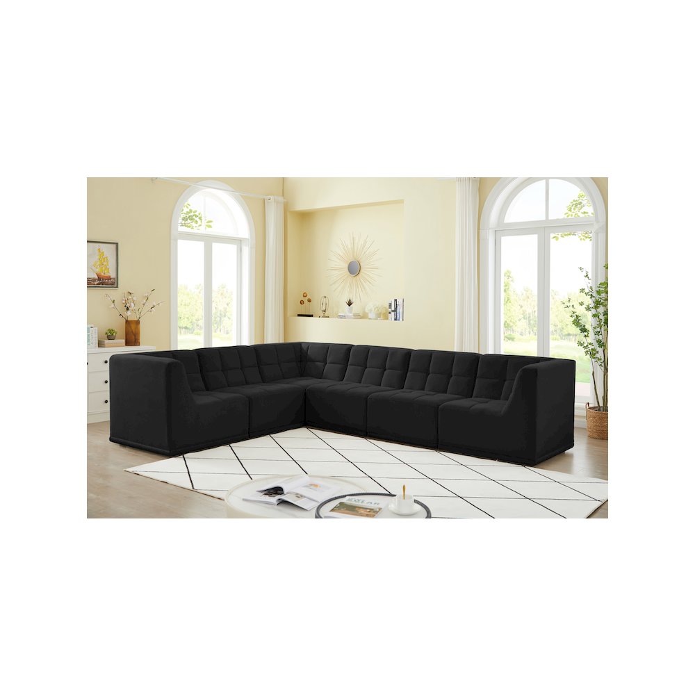 Relax Black Velvet Modular Sectional
