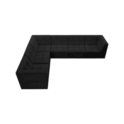 Relax Black Velvet Modular Sectional