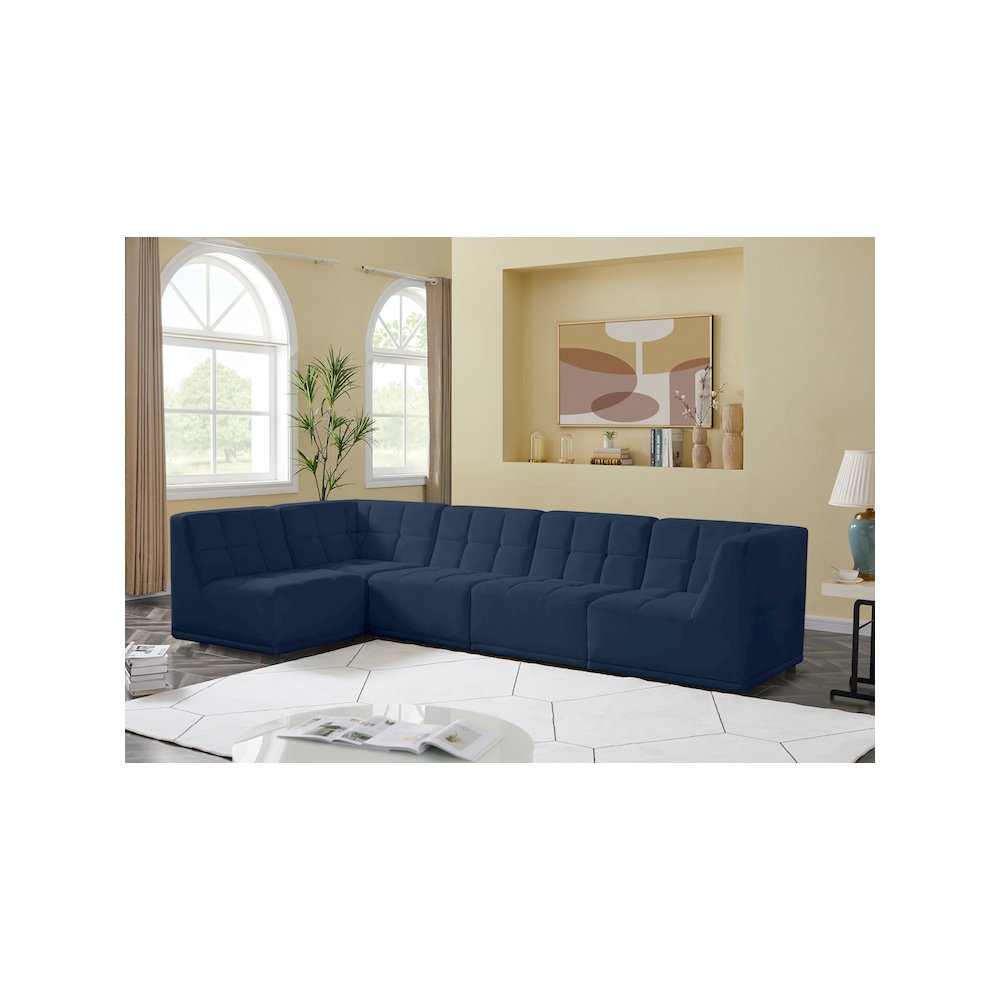 Relax Navy Velvet Modular Sectional