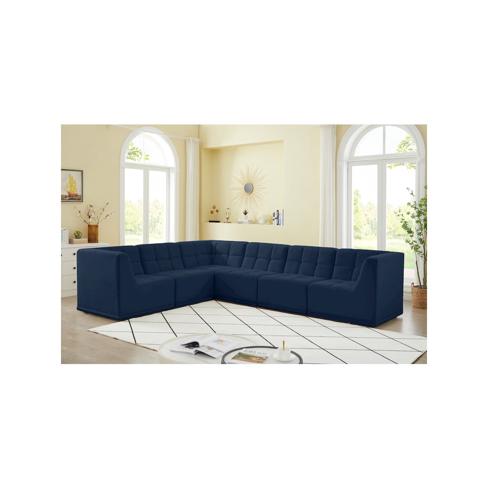 Relax Navy Velvet Modular Sectional