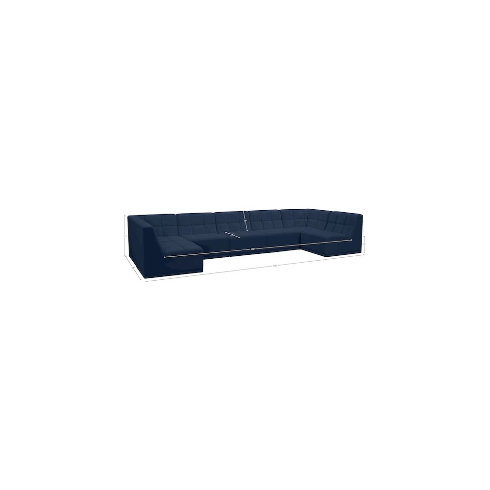 Relax Navy Velvet Modular Sectional