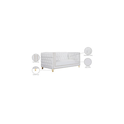 Michelle White Vegan Leather Loveseat