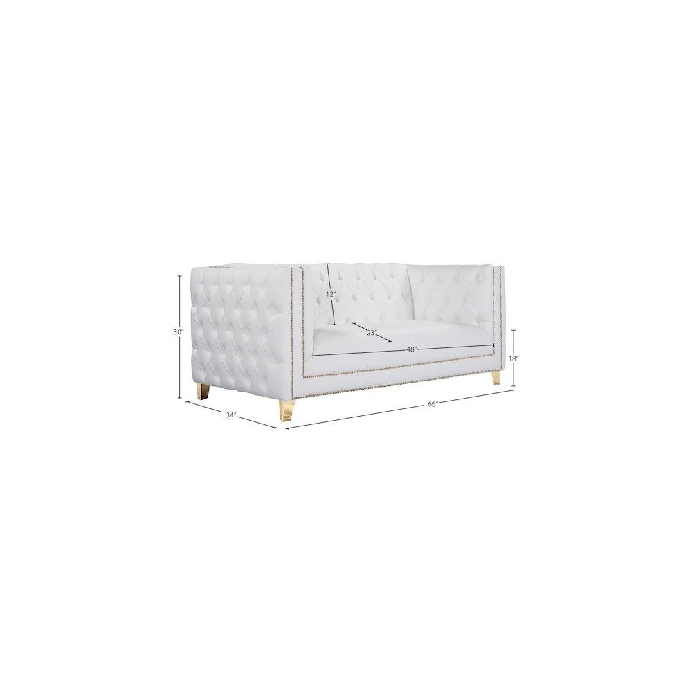 Michelle White Vegan Leather Loveseat