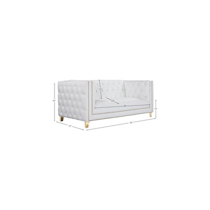 Michelle White Vegan Leather Loveseat