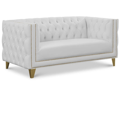 Michelle White Vegan Leather Loveseat