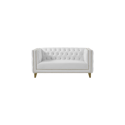 Michelle White Vegan Leather Loveseat