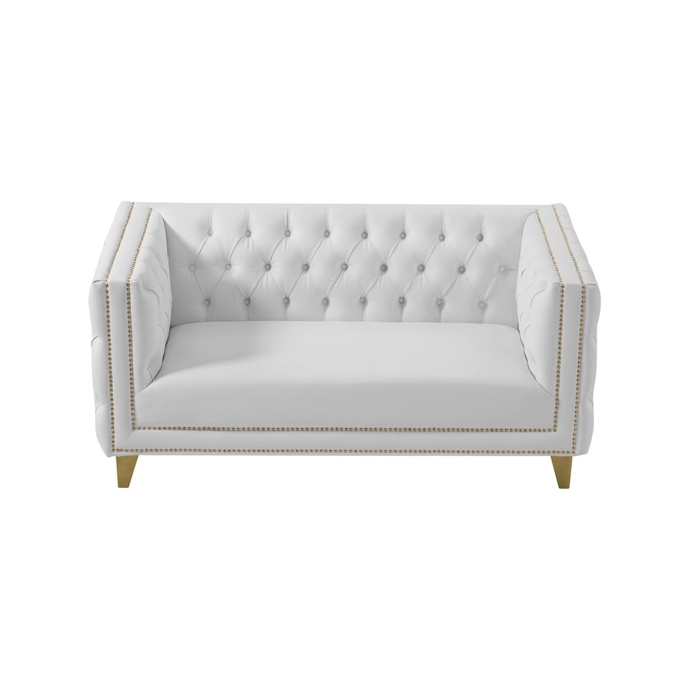 Michelle White Vegan Leather Loveseat