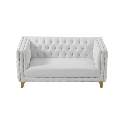 Michelle White Vegan Leather Loveseat
