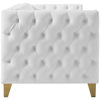 Michelle White Vegan Leather Loveseat