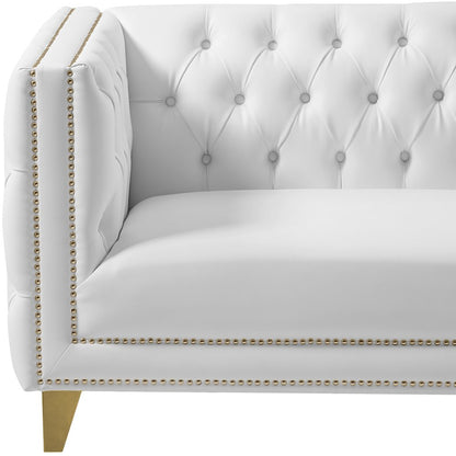 Michelle White Vegan Leather Loveseat