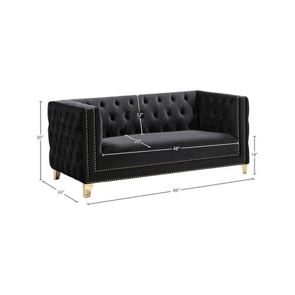 Michelle Black Velvet Loveseat