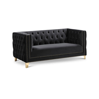 Michelle Black Velvet Loveseat