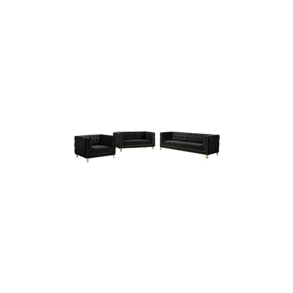 Michelle Black Velvet Loveseat