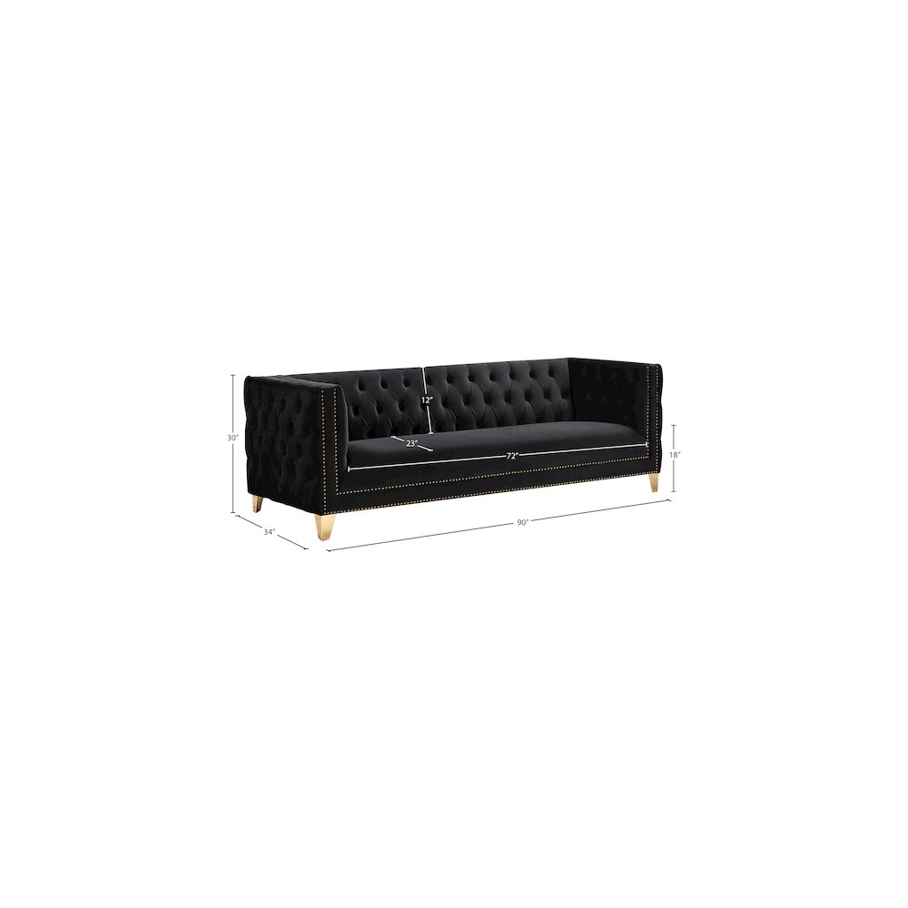 Michelle Black Velvet Sofa