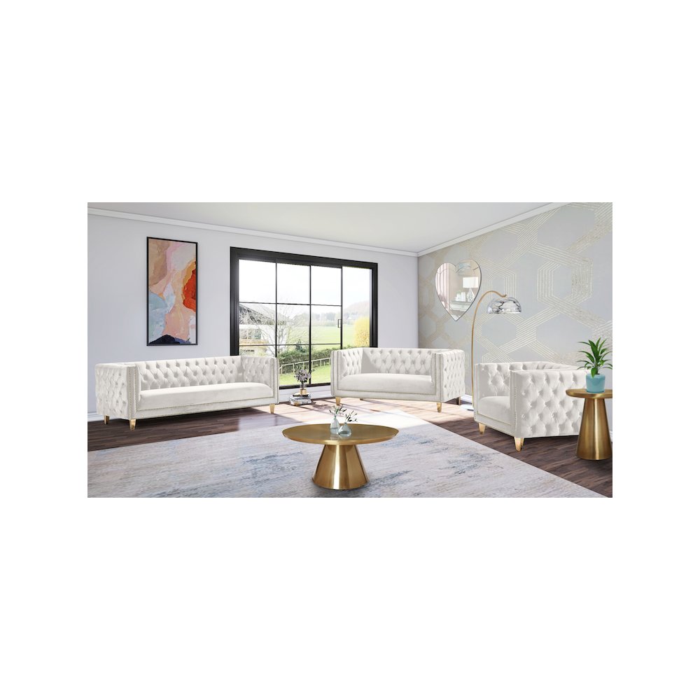 Michelle Cream Velvet Loveseat