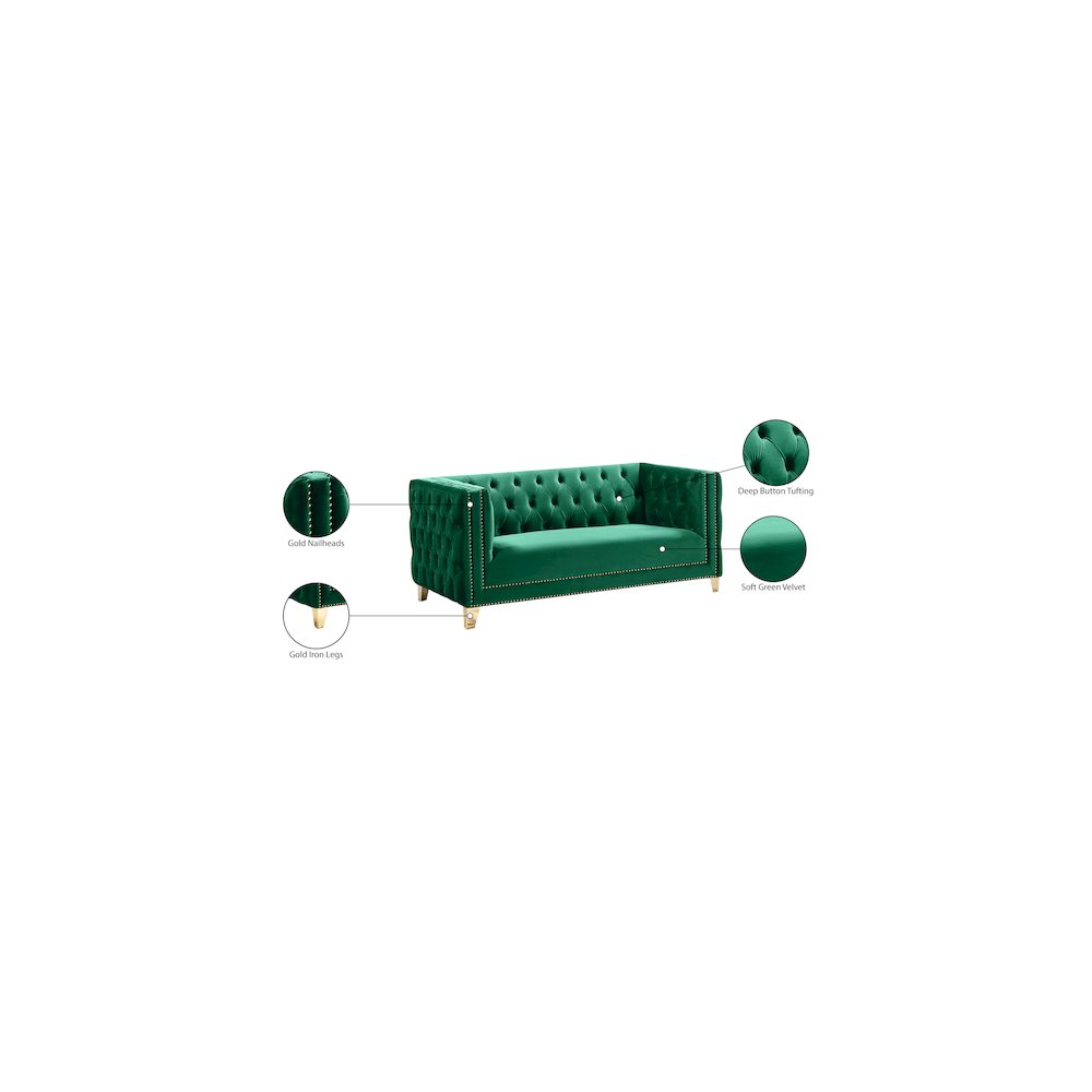 Michelle Green Velvet Loveseat