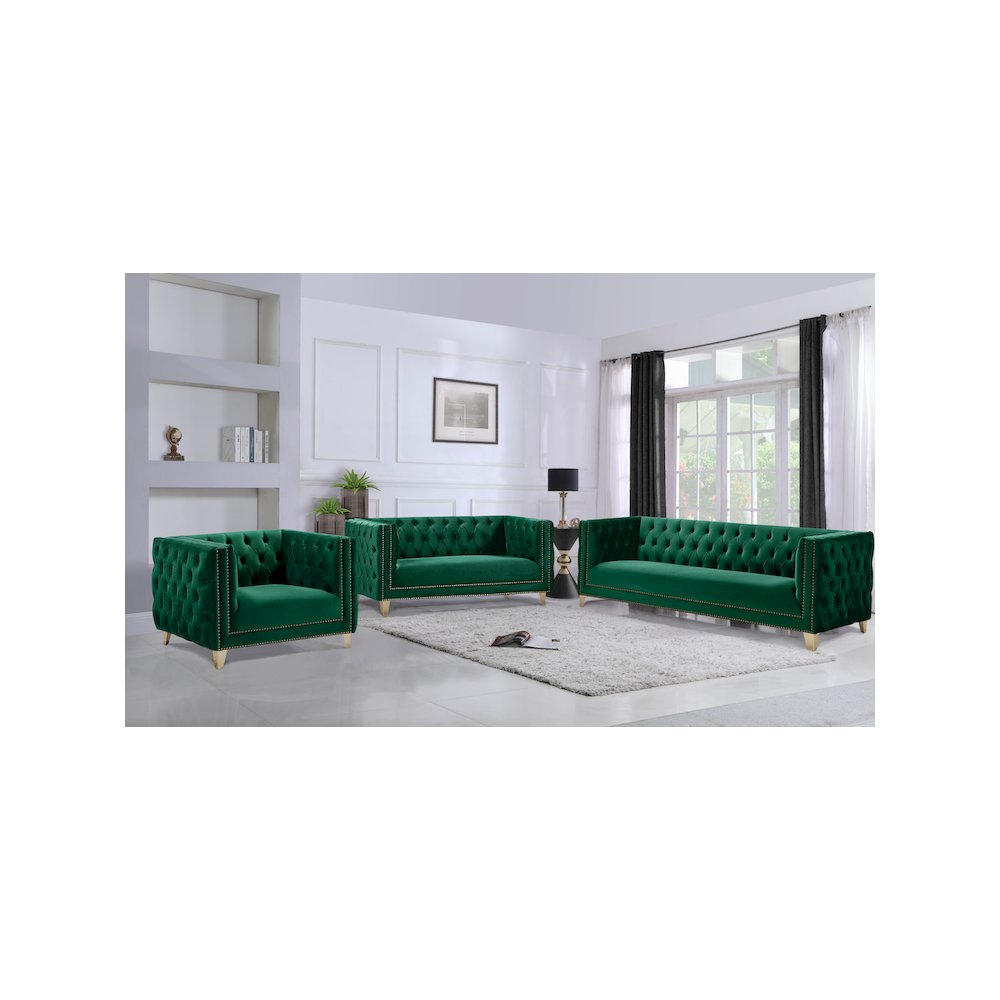 Michelle Green Velvet Sofa