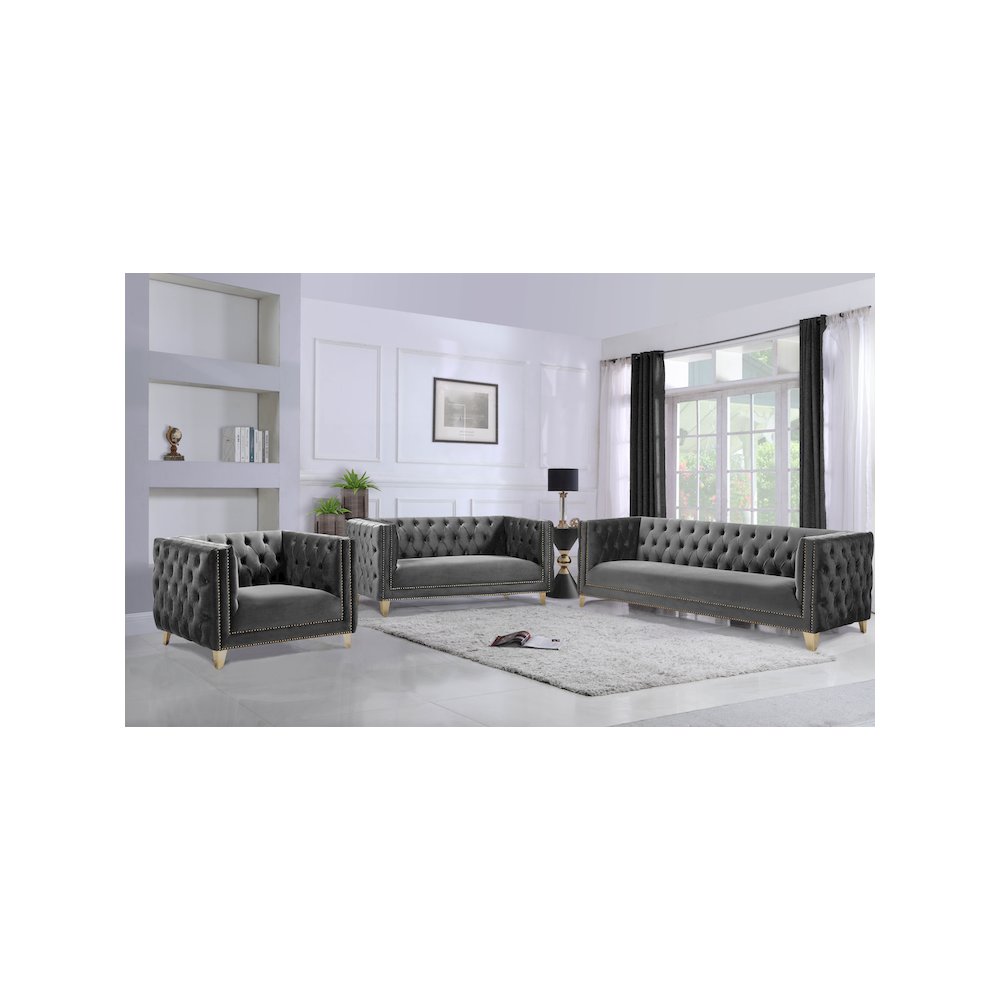 Michelle Grey Velvet Sofa